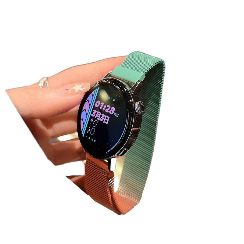 سوار ساعة ذكية سوار نايلون حلقي متوافق مع Samsung Galaxy Watch 7 Classic بملاءمة قابلة للتعديل وحزام بديل للاستخدام اليومي باللون أخضر قابل للتعديل - JOVA - Image 1
