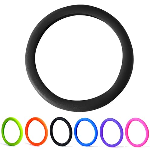 Qiyibei 30% Thicker Universal Stretchy Silicone Steering Wheel Cover for 14” 15” 16” Wheels - Anti-Slip Grip & Enhanced Control for Men & Women, All Weather Protection (Black) - Image 1