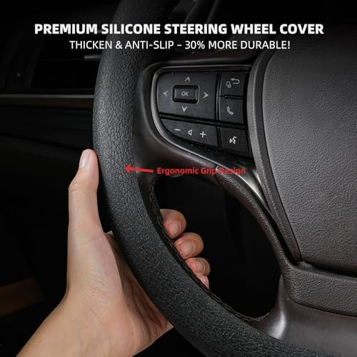 Qiyibei 30% Thicker Universal Stretchy Silicone Steering Wheel Cover for 14” 15” 16” Wheels - Anti-Slip Grip & Enhanced Control for Men & Women, All Weather Protection (Black) - Image 3