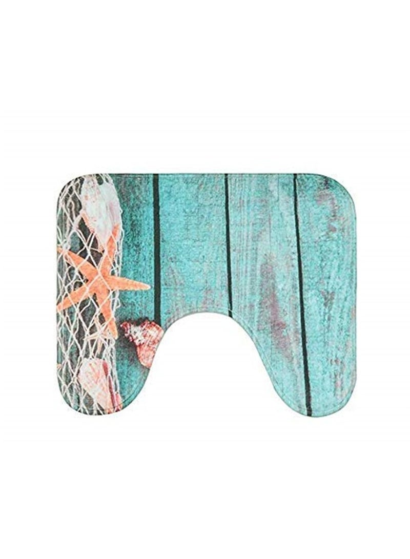 3pcs Set Bathroom Non-Slip Ocean Style Pedestal Rug/Lid Toilet Cover/Bath Mat - Image 3