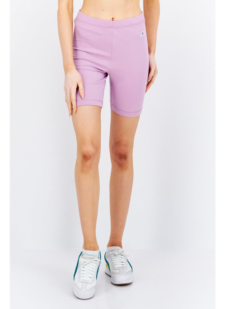 Champion Women Athletic Fit Solid Training Shorts, Purple  - Image 1