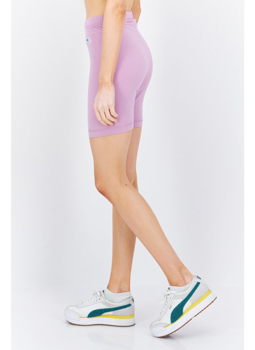 Champion Women Athletic Fit Solid Training Shorts, Purple  - Image 3