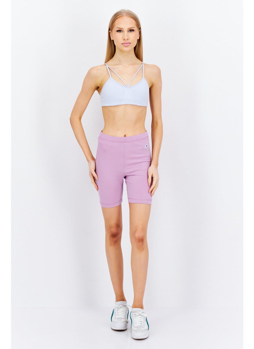 Champion Women Athletic Fit Solid Training Shorts, Purple  - Image 4