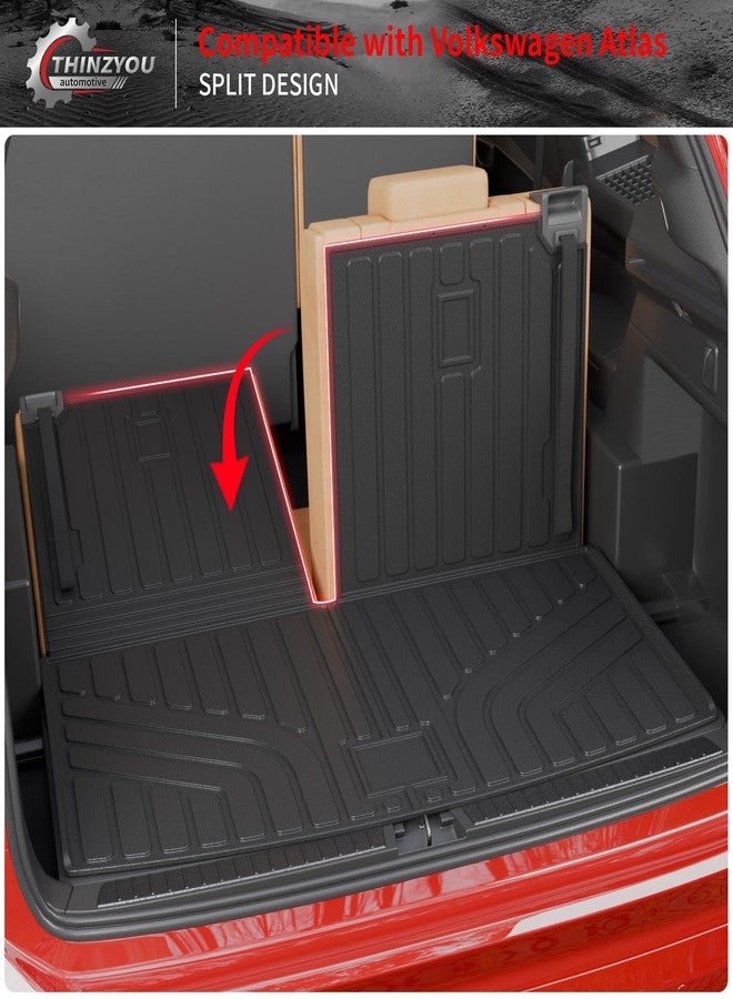 Thinzyou Cargo Mat Compatible with 2018-2024 2025 Volkswagen Atlas Trunk Mat Trunk Liner Cargo Liner (NOT for Cross Sport) Back Seat Cover 2023 VW Atlas Accessories (Trunk Mat with Backrest Mat) - Image 3