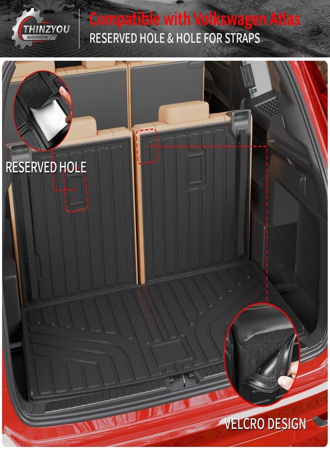 Thinzyou Cargo Mat Compatible with 2018-2024 2025 Volkswagen Atlas Trunk Mat Trunk Liner Cargo Liner (NOT for Cross Sport) Back Seat Cover 2023 VW Atlas Accessories (Trunk Mat with Backrest Mat) - Image 4