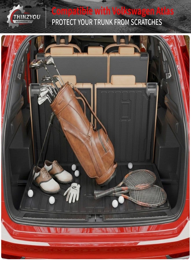 Thinzyou Cargo Mat Compatible with 2018-2024 2025 Volkswagen Atlas Trunk Mat Trunk Liner Cargo Liner (NOT for Cross Sport) Back Seat Cover 2023 VW Atlas Accessories (Trunk Mat with Backrest Mat) - Image 5