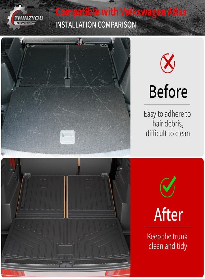 Thinzyou Cargo Mat Compatible with 2018-2024 2025 Volkswagen Atlas Trunk Mat Trunk Liner Cargo Liner (NOT for Cross Sport) Back Seat Cover 2023 VW Atlas Accessories (Trunk Mat with Backrest Mat) - Image 2