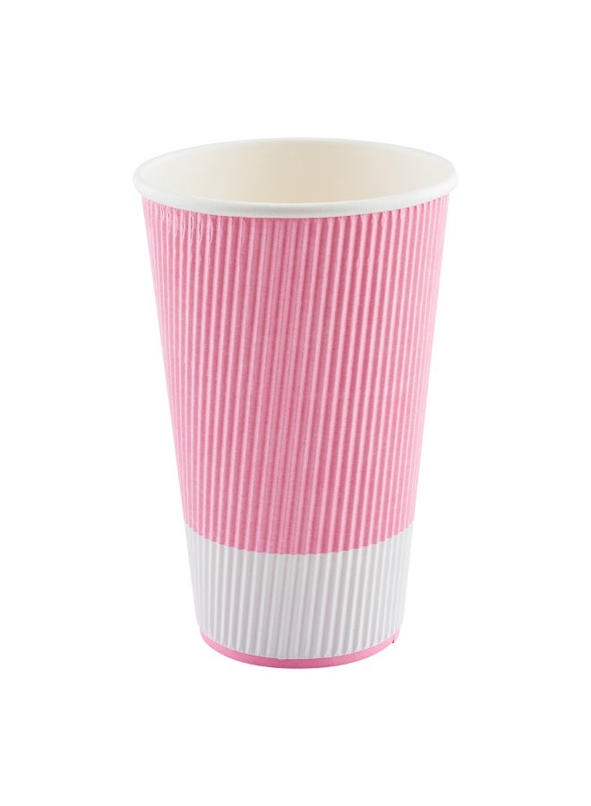 Restaurantware Restaurantware 16 Ounce Ripple Wall Disposable Coffee Cups, 500 Insulated Light Pink Paper Tumblerss for Hot Drinks like Tea and More, Rolled Rim Design, Lids Sold Separately  - Image 1