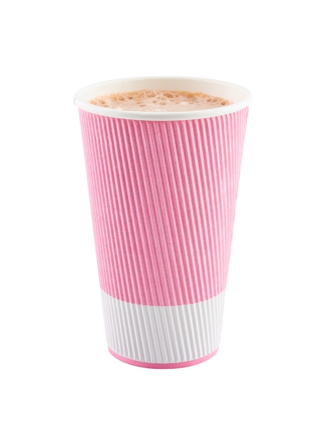 Restaurantware Restaurantware 16 Ounce Ripple Wall Disposable Coffee Cups, 500 Insulated Light Pink Paper Tumblerss for Hot Drinks like Tea and More, Rolled Rim Design, Lids Sold Separately  - Image 2