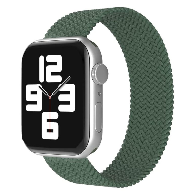 AC&L Braided Solo Loop Strap Compatible with Apple Watch 44mm – Large Green Band with Plastic Connector - Image 1