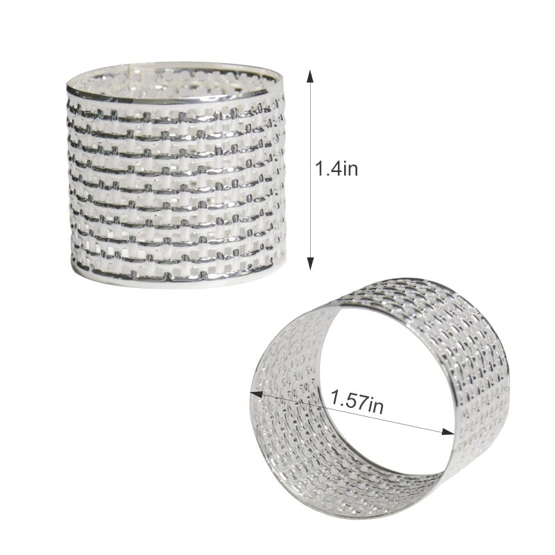 LogHog Delicate Alloy Napkin Rings Set of 6  Ideal Table Setting Napkin Decor for Wedding Parties Holiday. (Woven Silver) - Image 4