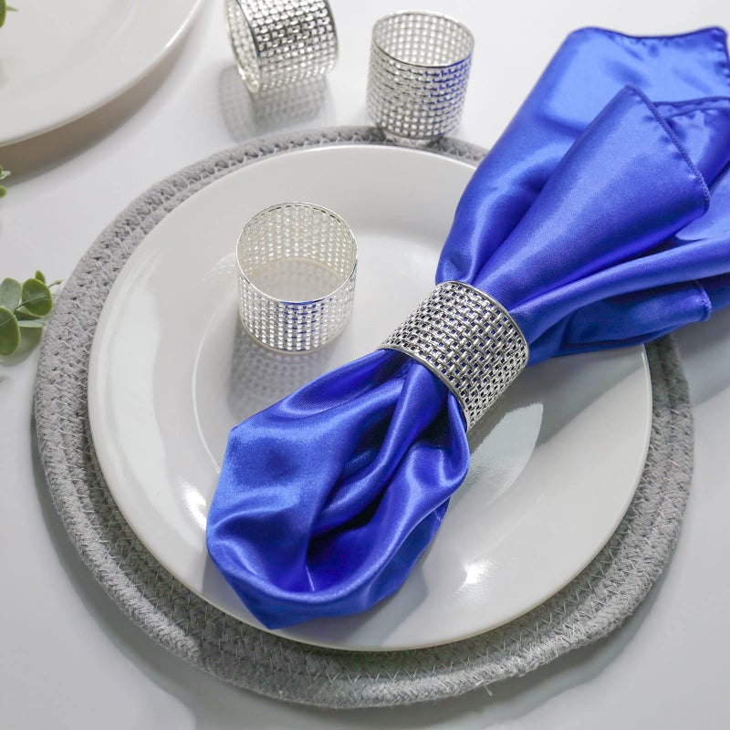 LogHog Delicate Alloy Napkin Rings Set of 6  Ideal Table Setting Napkin Decor for Wedding Parties Holiday. (Woven Silver) - Image 3