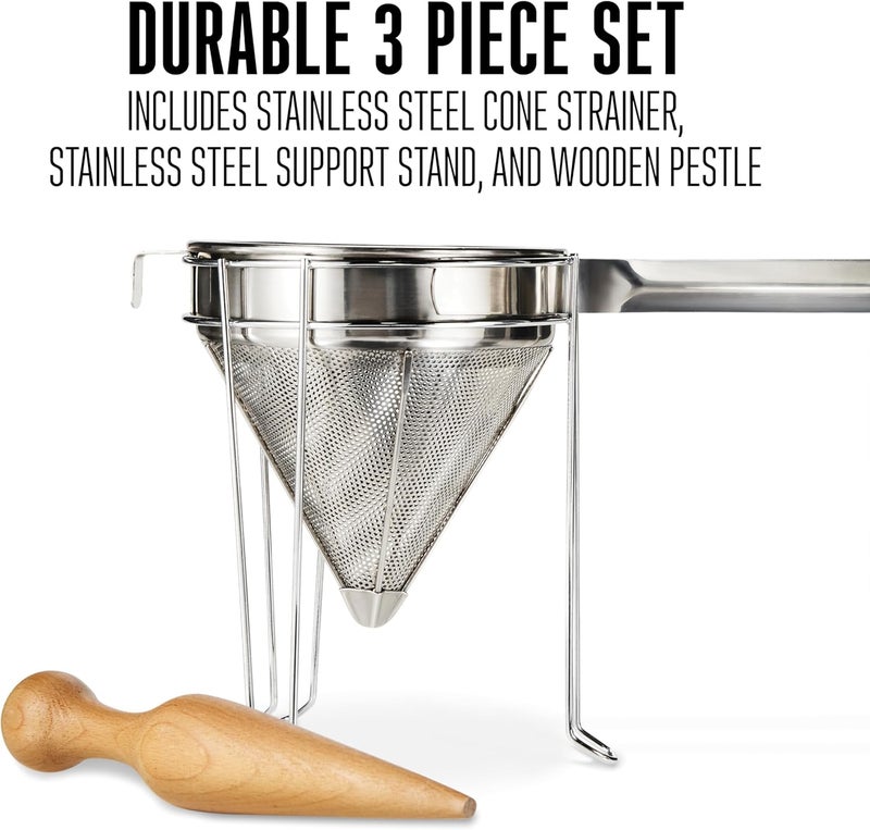 Weston Stainless Steel Cone and Pestle Set (83-3030-W), 2 Quart Capacity, Dishwasher Safe, 1.9-Liter, Silver - Image 2