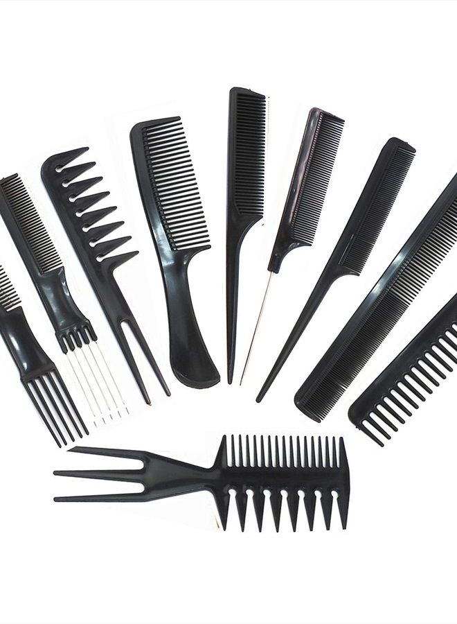 1st Choice Magic 10 Piece Professional Styling Comb Set, Black - Image 1