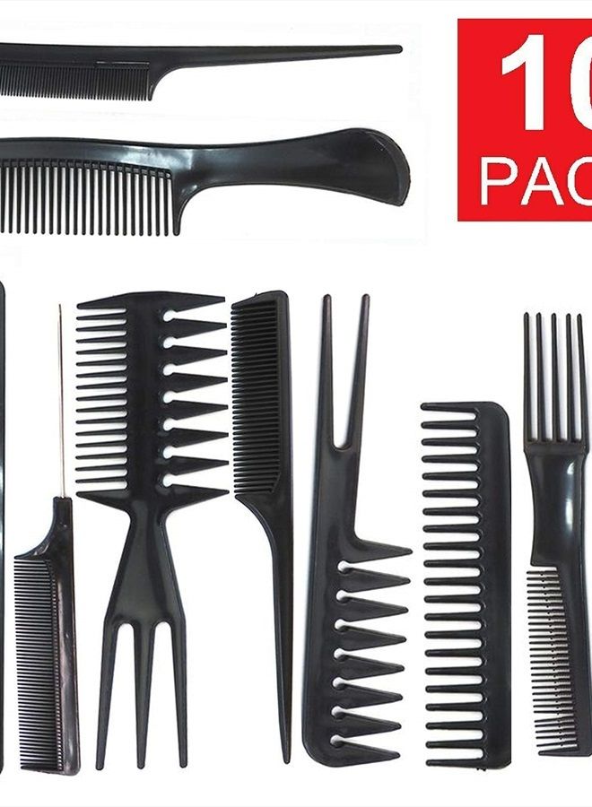 1st Choice Magic 10 Piece Professional Styling Comb Set, Black - Image 2