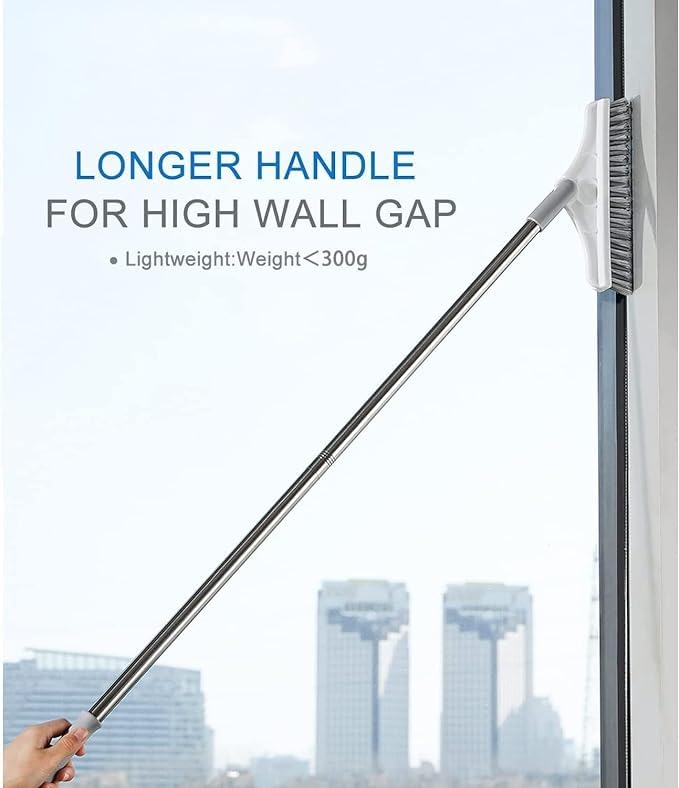 ASHGUJ Automatic Long Handle Tile Scrubbing Brush with Wiper | 2-in-1 Bathroom Cleaner & Floor Mop | Heavy Duty Design  - Image 3