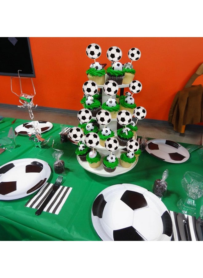 Ephlyn 36 قطعة من أعمدة تزيين كعكة كرة القدم لموضوع الرياضة، أعمدة طعام على شكل كرة القدم لتزيين كعكة حفلات استقبال المواليد، تزيينات لحفلات عيد ميلاد الأطفال - Image 5