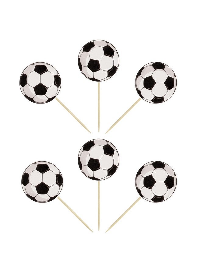 Ephlyn 36 قطعة من أعمدة تزيين كعكة كرة القدم لموضوع الرياضة، أعمدة طعام على شكل كرة القدم لتزيين كعكة حفلات استقبال المواليد، تزيينات لحفلات عيد ميلاد الأطفال - Image 3