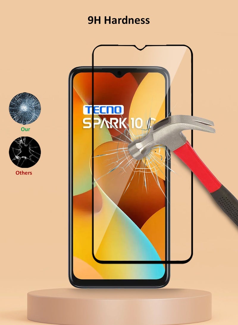 Techie واقي شاشة Techie 5D Full Cover 9H Hardness HD من الزجاج المقوى لهاتف Tecno Spark 10C - مضاد للخدش ومضاد لبصمات الأصابع ومضاد للفقاعات - Image 3