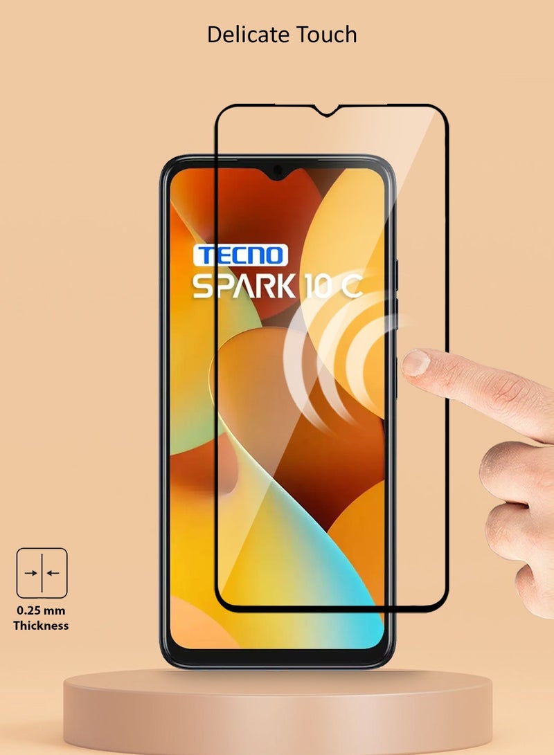 Techie واقي شاشة Techie 5D Full Cover 9H Hardness HD من الزجاج المقوى لهاتف Tecno Spark 10C - مضاد للخدش ومضاد لبصمات الأصابع ومضاد للفقاعات - Image 4