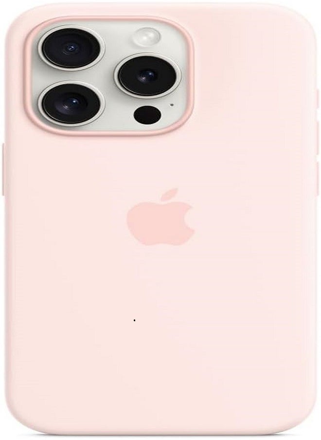 Generic - Generic Silicon Case Cover For Apple iPhone 15 Pro Silicone Back Case with MagSafe - Light Pink - Image 1