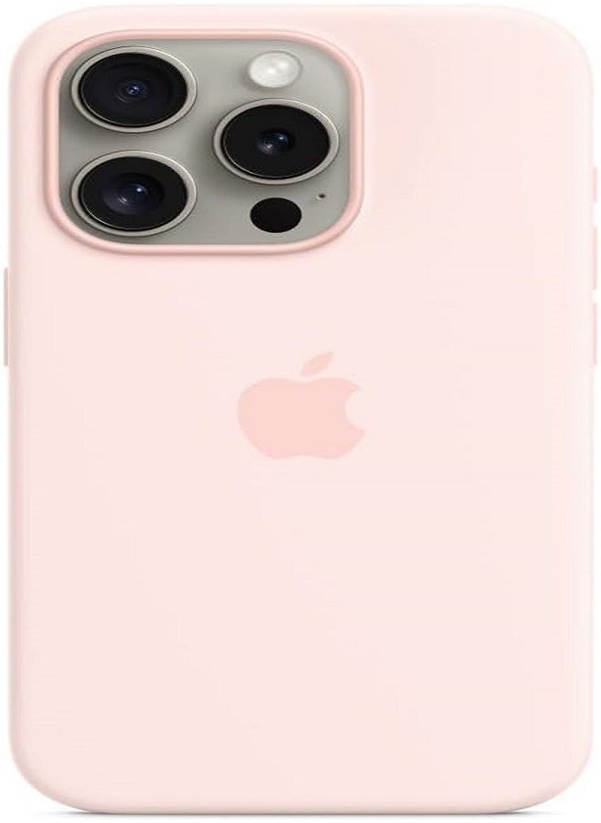 Generic - Generic Silicon Case Cover For Apple iPhone 15 Pro Silicone Back Case with MagSafe - Light Pink - Image 1