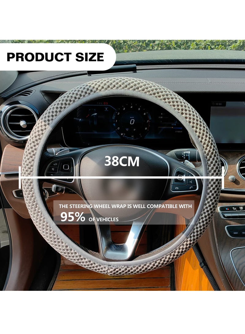 Excefore Universal Elastic Stretch Steering Wheel Cover, Car Steering Wheel Cover, 15 inch Microfiber Breathable Anti-Slip, Odorless Easy Carry for Auto Truck Van SUV (Grey) - Image 2