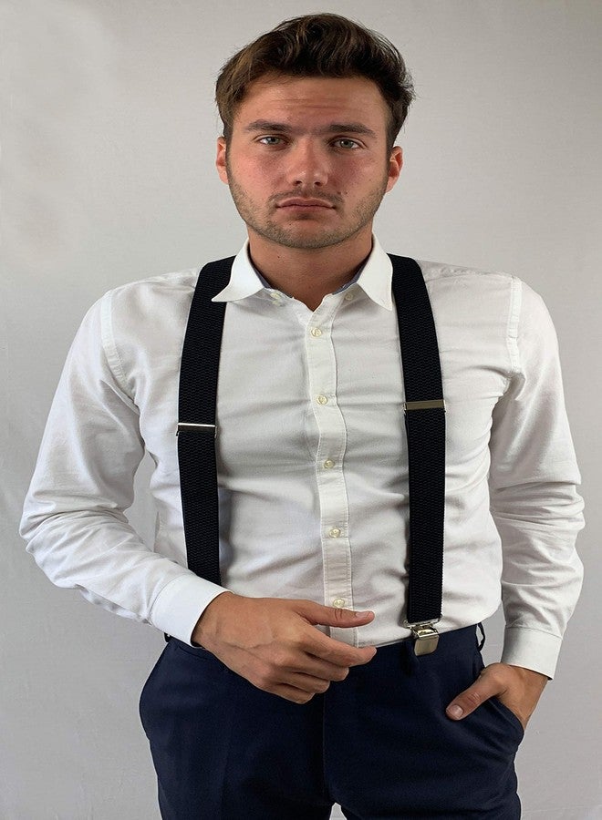 Timiot Premium Men's Y-Back Suspenders Stretch Perfect 1.5" Width for Work Style Formal Strong Heavy Duty Clips (Black) - Image 5