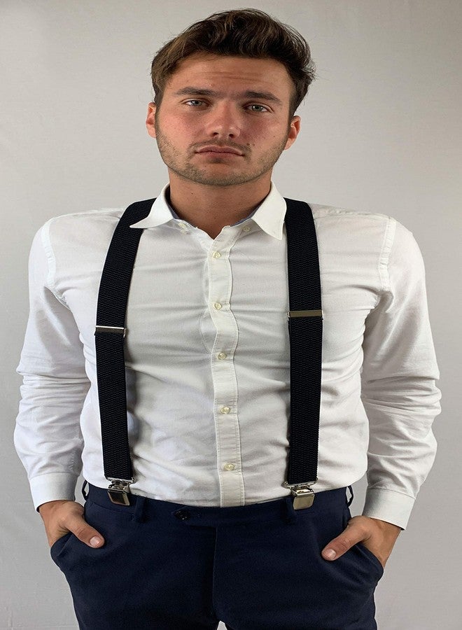 Timiot Premium Men's Y-Back Suspenders Stretch Perfect 1.5" Width for Work Style Formal Strong Heavy Duty Clips (Black) - Image 4