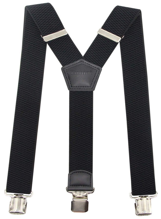 Timiot Premium Men's Y-Back Suspenders Stretch Perfect 1.5" Width for Work Style Formal Strong Heavy Duty Clips (Black) - Image 1