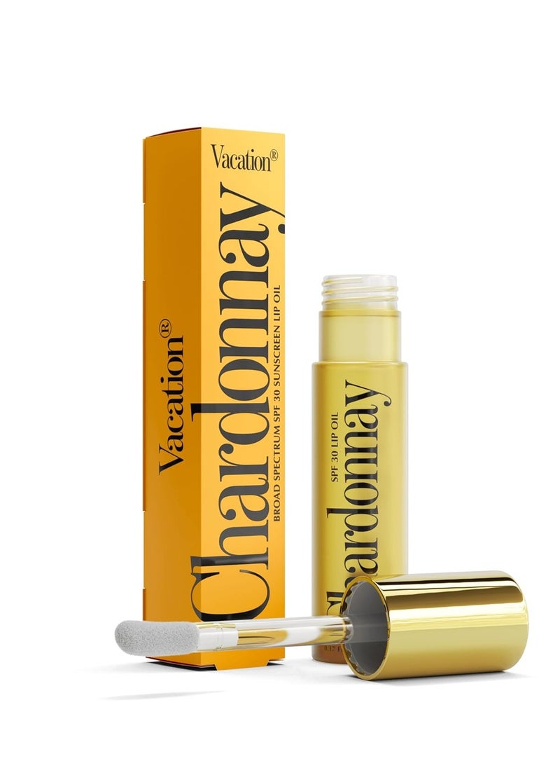 VACATION - Vacation Chardonnay Lip Oil SPF 30, Sunscreen for Lips, Hydrating, Caramel Vanilla Flavored Lip Gloss, Clear Plumper, Non-Sticky Lip Balm, Vegan, 0.2 Fl. Oz. - Image 1