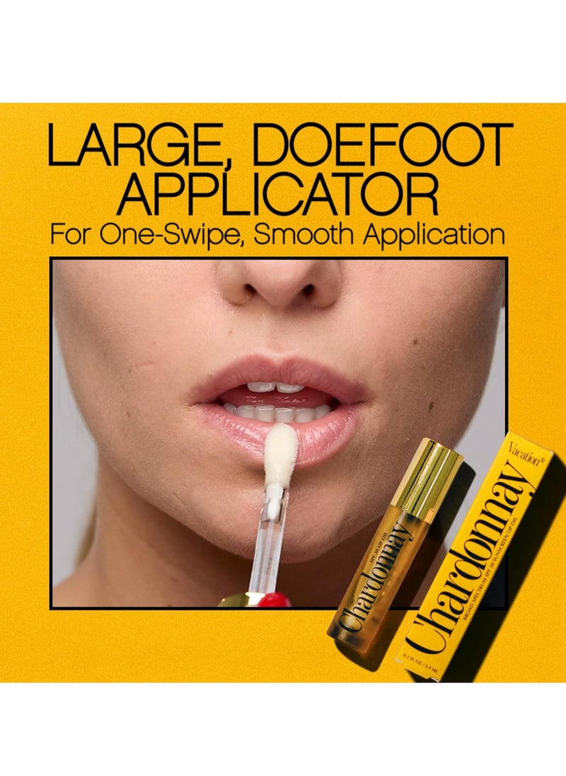 VACATION - Vacation Chardonnay Lip Oil SPF 30, Sunscreen for Lips, Hydrating, Caramel Vanilla Flavored Lip Gloss, Clear Plumper, Non-Sticky Lip Balm, Vegan, 0.2 Fl. Oz. - Image 1