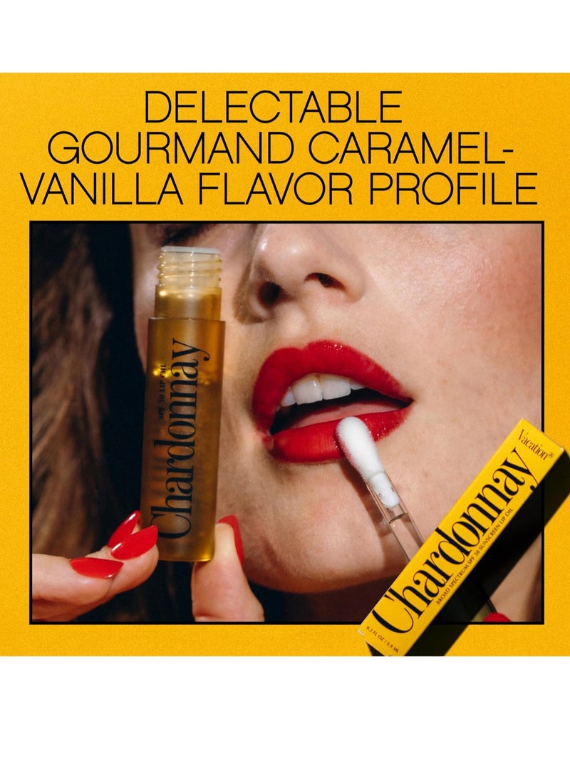VACATION - Vacation Chardonnay Lip Oil SPF 30, Sunscreen for Lips, Hydrating, Caramel Vanilla Flavored Lip Gloss, Clear Plumper, Non-Sticky Lip Balm, Vegan, 0.2 Fl. Oz. - Image 1