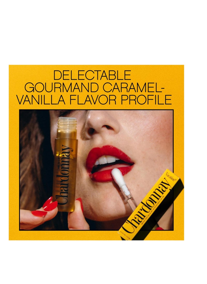 VACATION - Vacation Chardonnay Lip Oil SPF 30, Sunscreen for Lips, Hydrating, Caramel Vanilla Flavored Lip Gloss, Clear Plumper, Non-Sticky Lip Balm, Vegan, 0.2 Fl. Oz. - Image 1