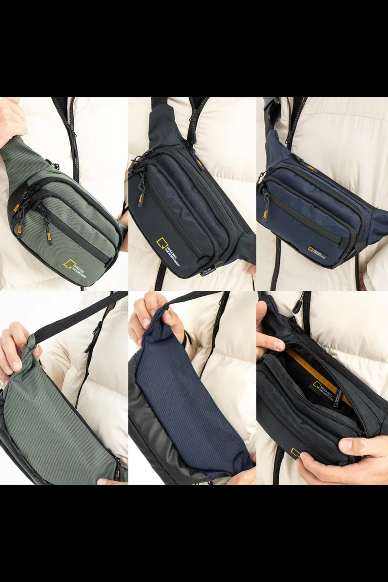كاسفا ديري Kasva Leather Waist and Shoulder Bag with Waterproof Fabric