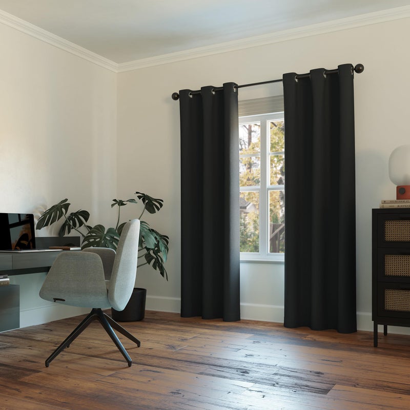 Sun Zero Easton Energy Saving Blackout Grommet Curtain Panel, 40" x 95", Black - Image 4