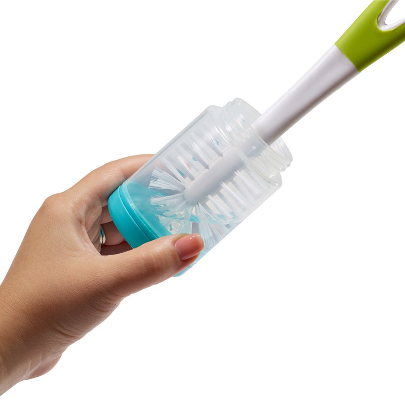 Boon Trip Silicone Travel Bottle Drying Rack - Portable Baby Bottle Drying Rack and Baby Bottle Brush Set - Travel Bottle Cleaner Kit - Baby Travel Essential - Green and White - Image 5