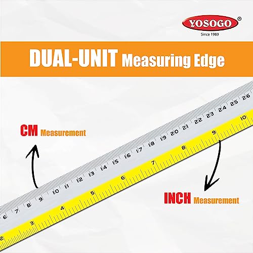 Yosogo 12 Inch / 30 cm Assorted Color Aluminum Ruler in Inch and CM Scale with Hanging Hole | Pack of 6 - Image 3