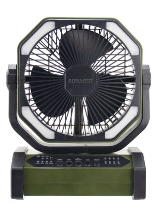 8 Inch Rechargeable Fan - 10,000mAh Li-ion Battery Operated Fan with Bright LED Light | Type-C Charging with Continuous Working for 30 Hours | Portable with Remote Control SRF-808 Green - view 2