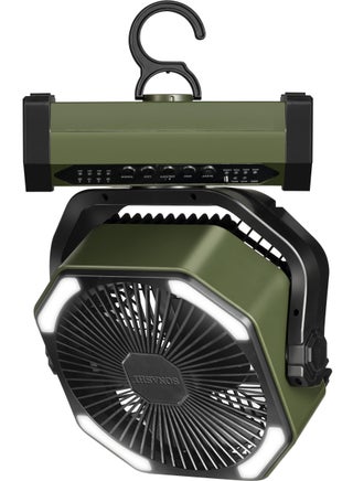 8 Inch Rechargeable Fan - 10,000mAh Li-ion Battery Operated Fan with Bright LED Light | Type-C Charging with Continuous Working for 30 Hours | Portable with Remote Control SRF-808 Green - view 5