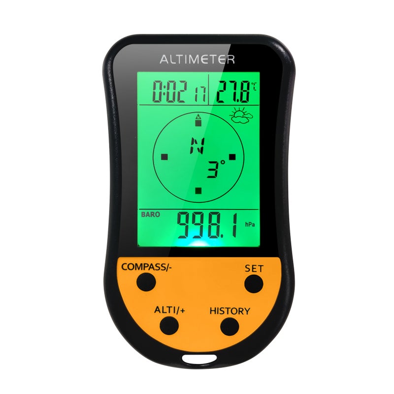 Electronic Digital Altimeter 8 in 1 Multifunction LCD Backlight Mini Altimeter Barometer Compass Thermometer Weather Forecast Clock Calendar for Outdoor Climbing Hiking Fishing - Image 1