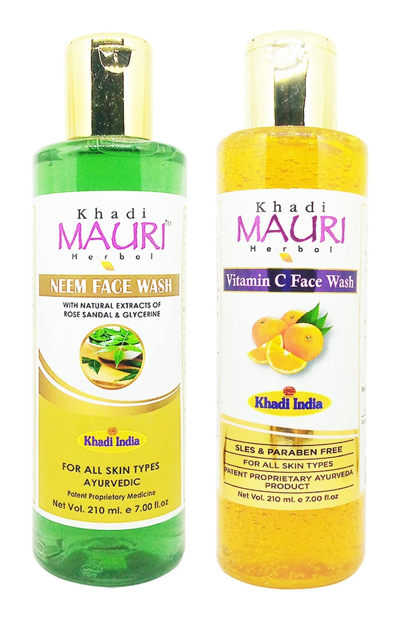 Khadi Mauri Vitamin C & Neem face wash - Pack of 2 (420ml) - Image 1
