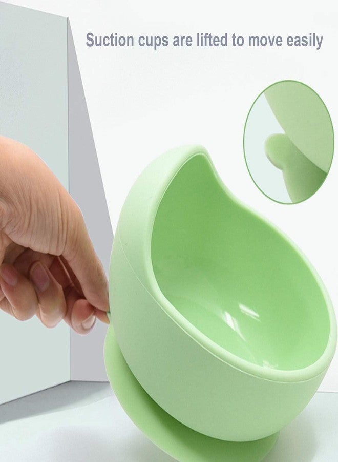 FLAVION Stay Put Suction Bowls for Baby Kid,Food Grade Bowl and Spoon Set for Baby Led Weaning,Toddler Dishes & Utensils for Babies Self Feeding, Baby Feeding Set (Green, Pack of 1) - Image 3
