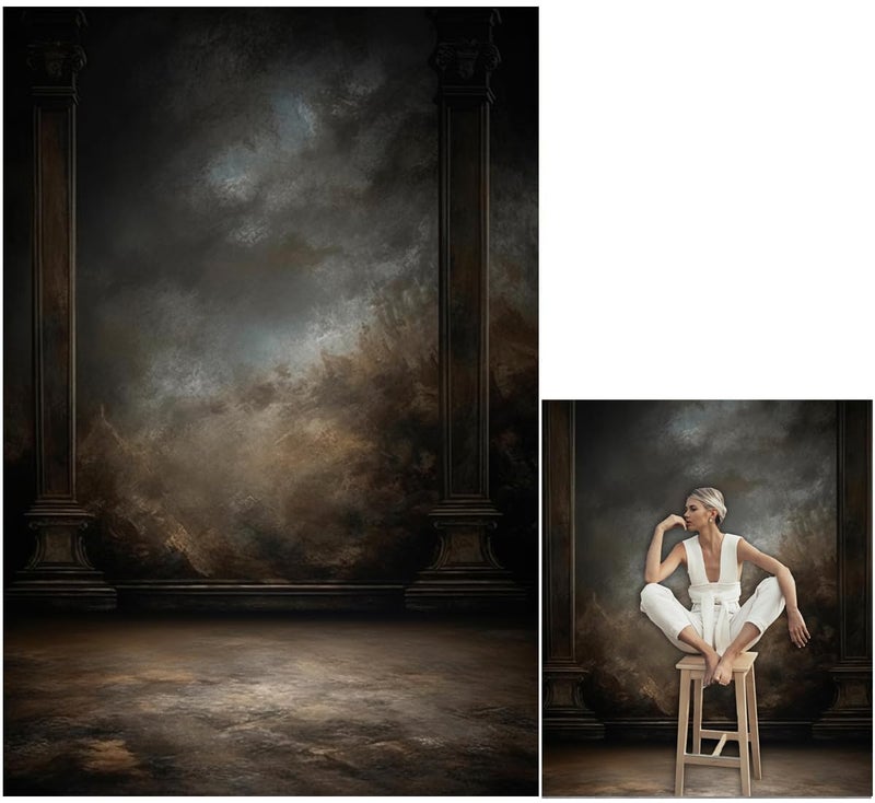 HMTFOTO 6x9ft Dark Vintage Photography Backdrops Portrait Photo Backdrop Wedding Bridal Show Birthday Background for Studio Props - Image 2