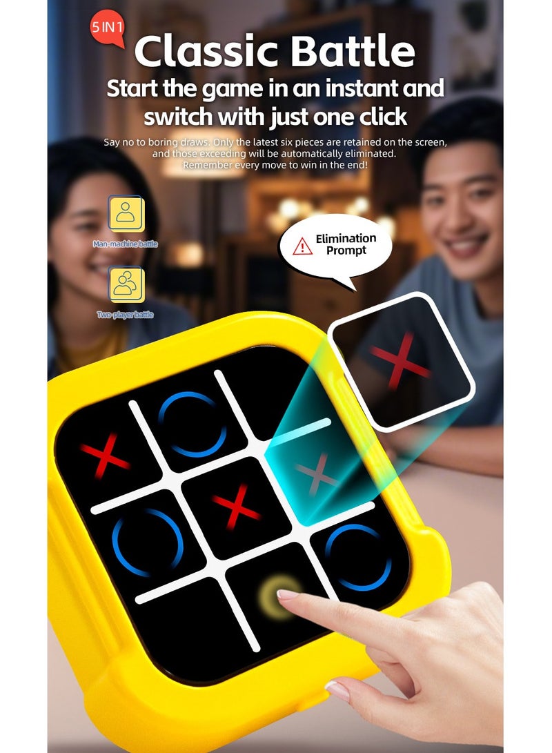 HalaKids Tic Tac Toe Bolt Game, 5-in-1 Portable Travel Handheld Puzzle Game Console for Memory Growth, Fidget Toys Board Games for Kids and Adults, Birthday Gifts Family Game Night for All Ages - Image 1