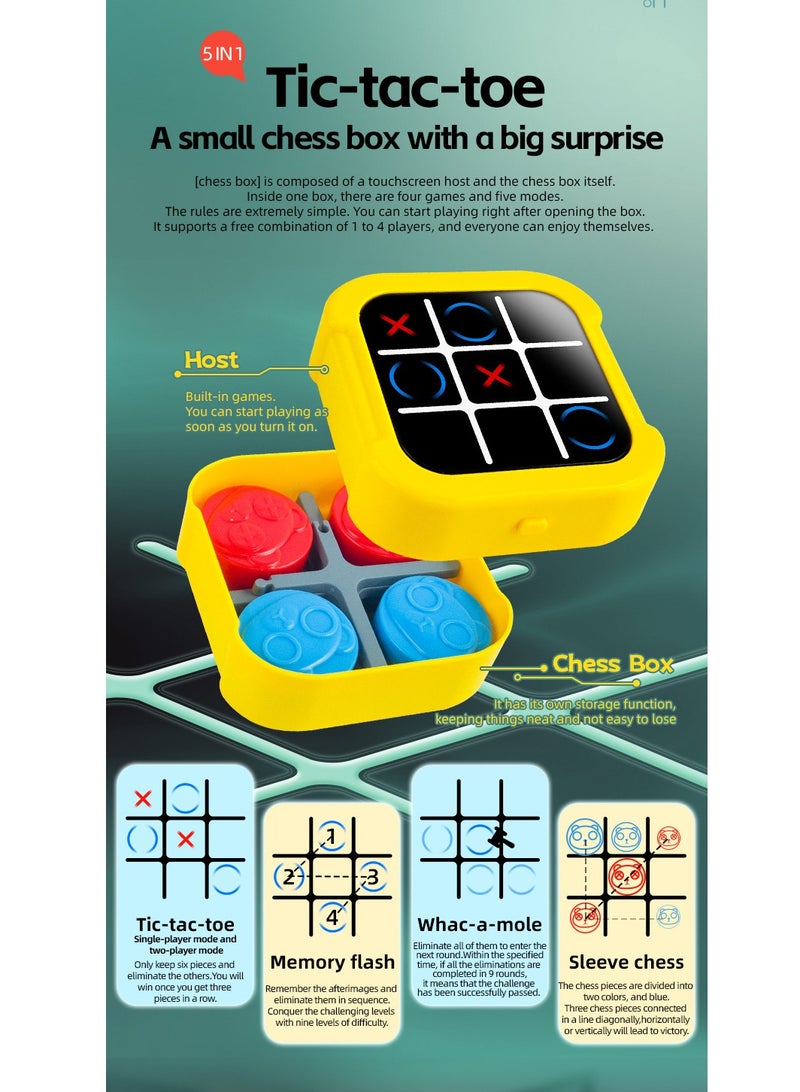HalaKids Tic Tac Toe Bolt Game, 5-in-1 Portable Travel Handheld Puzzle Game Console for Memory Growth, Fidget Toys Board Games for Kids and Adults, Birthday Gifts Family Game Night for All Ages - Image 2