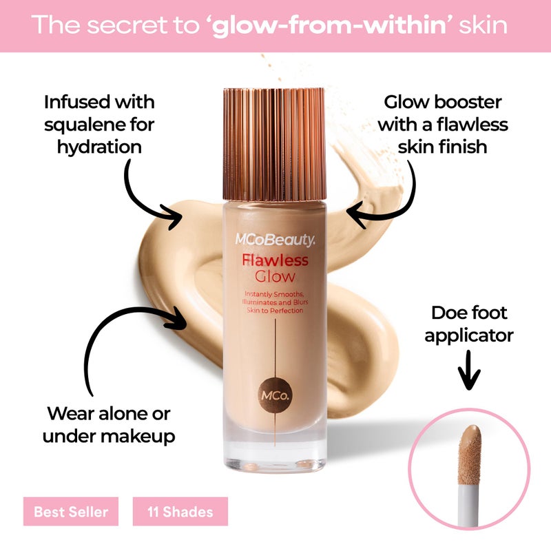 MCoBeauty فلتر البشرة المتألقة من MCoBeauty 2 الفاتح - قاعدة سائلة متعددة الاستخدامات 4 في 1 مع هايلايتر - تينت للبشرة اللامعة مع سكوالان للوجه - معزز للبشرة المتألقة القابلة للبناء - 1 أونصة سائلة - Image 3