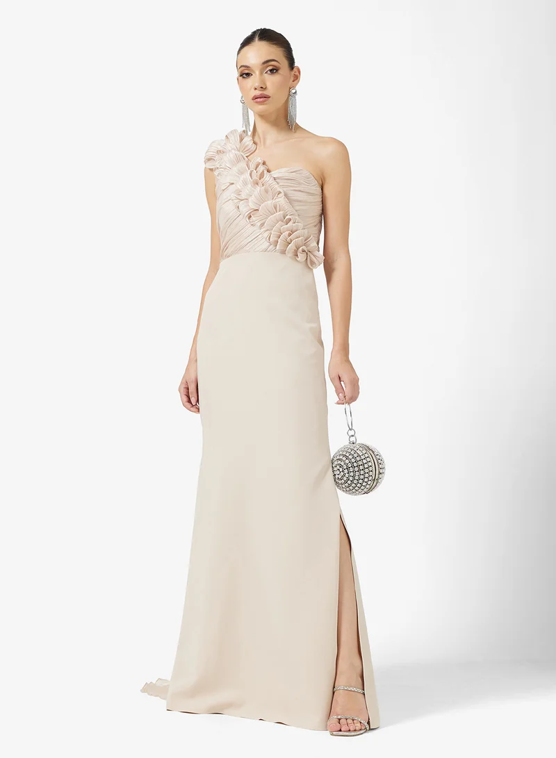 Namshi x One Shoulder 3D Floral Detail A Line Dress