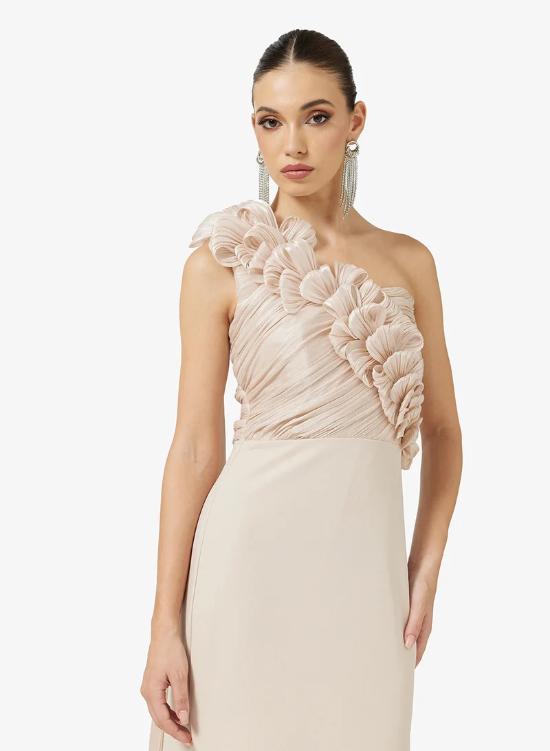 Namshi x One Shoulder 3D Floral Detail A Line Dress