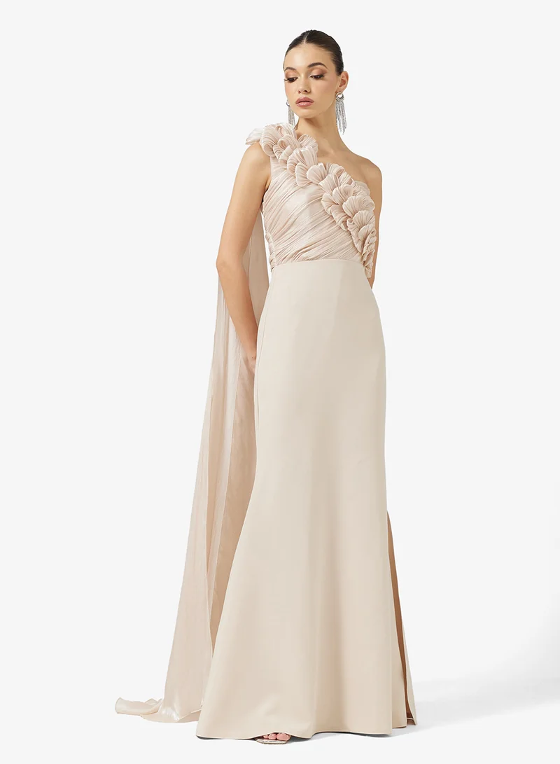 نمشي x One Shoulder 3D Floral Detail A Line Dress